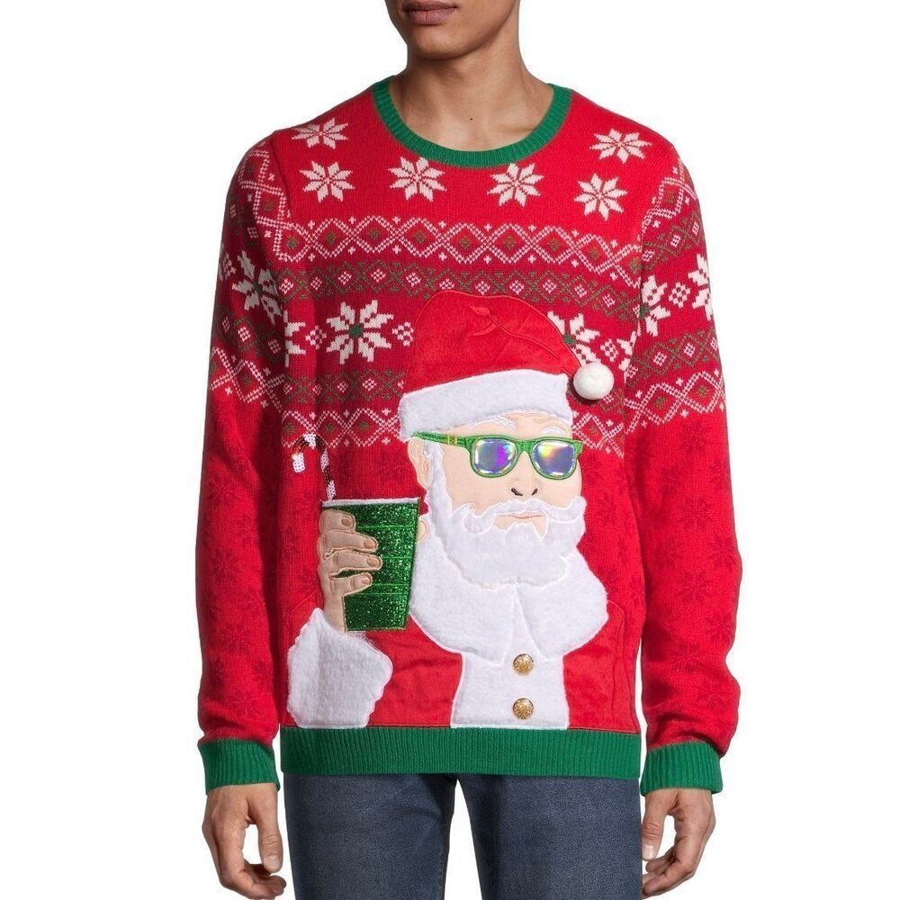 Men’s Ugly Christmas Sweater with Drink Pocket